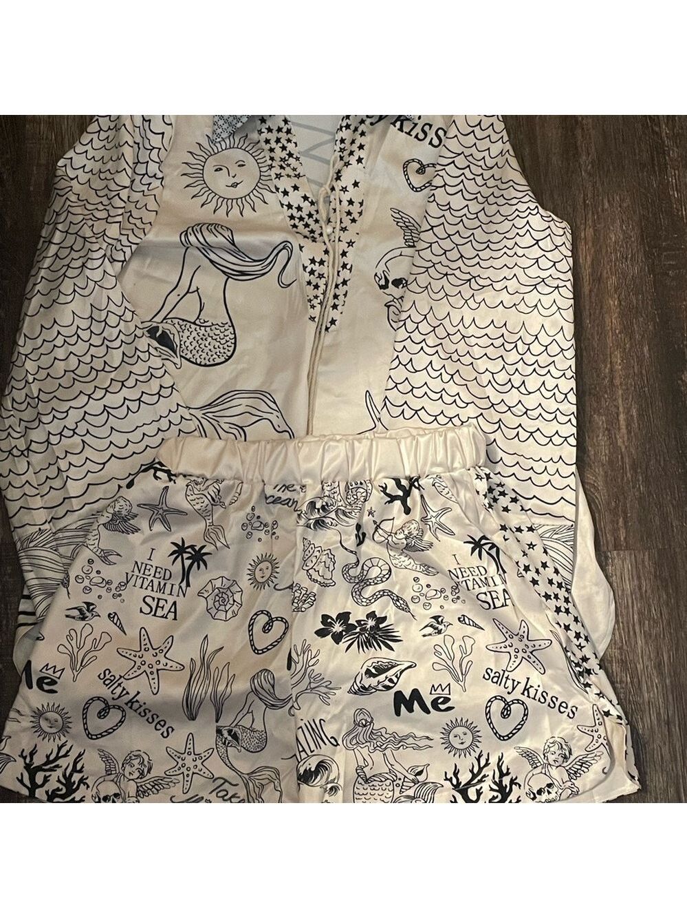 Source Unknown White and Blue Pajama Set - Picture 6 of 6